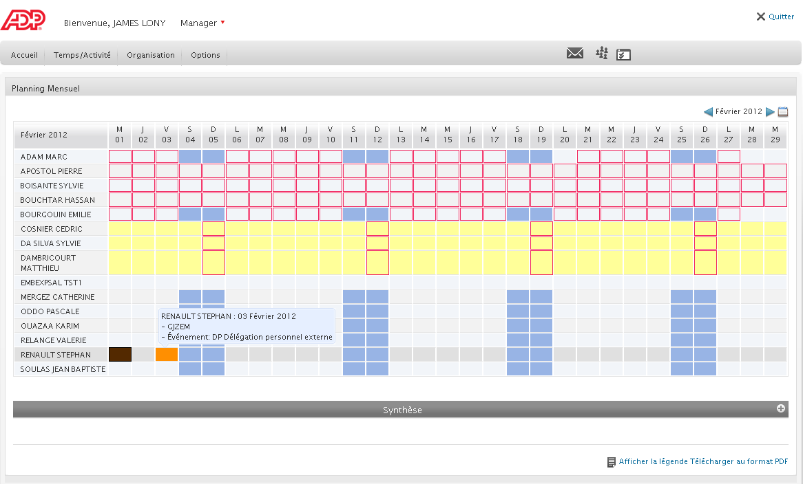 Interface du logiciel fiche de paie ADP