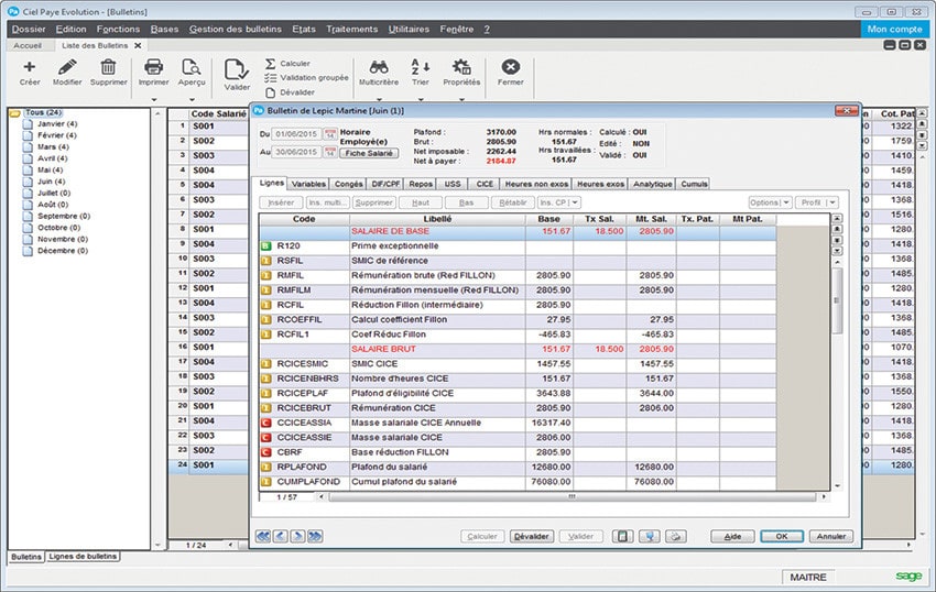 Logiciel bulletin de paie Ciel Paye