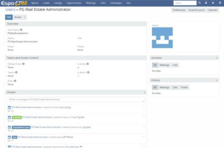 Interfaz CRM libre de EspoCRM