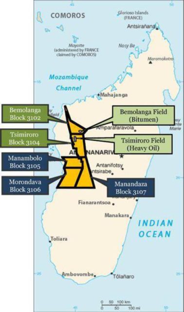 Carte des sites d'exploration petrolière dans l'ouest