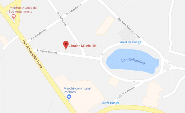 Plan de localisation de la librairie-café Mille Feuilles