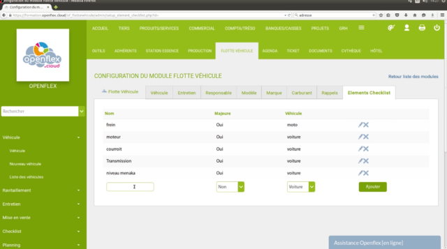Informez les renseignements dans l'option "checklists"