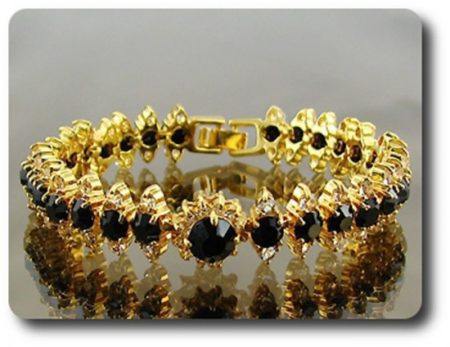 Bracelet Saphir noir plaqué Or 18 K, à 28,73 €