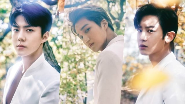 De gauche à droite : Sehun, Kai et ChanYeol, le rap line des EXO