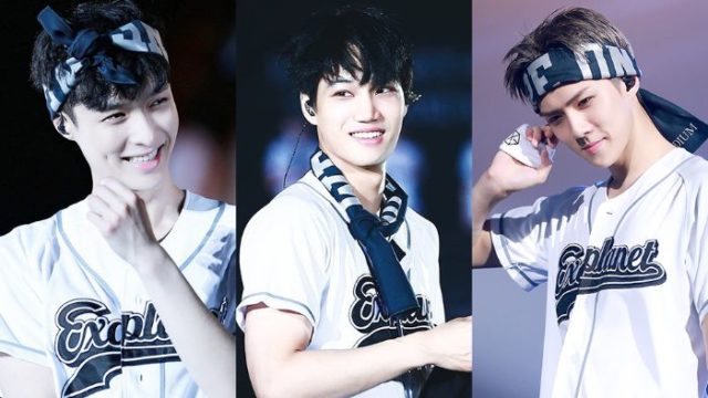 EXO, dance line, de gauche à droite : Lay, Kai et Sehun