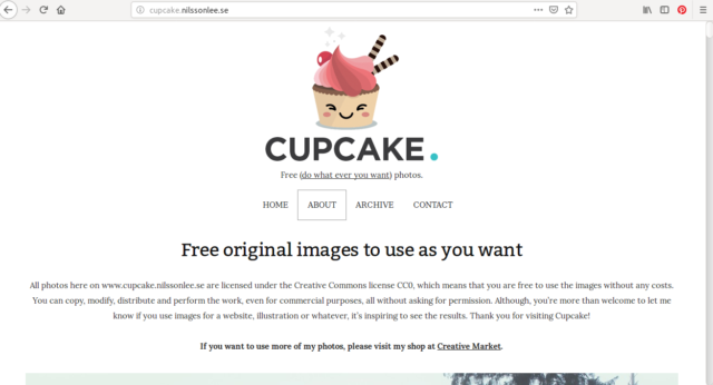 Toutes les images sur Cupcake sont sous licence Creative Commons CCO. Il n'y a donc aucune limite à leur utilisation