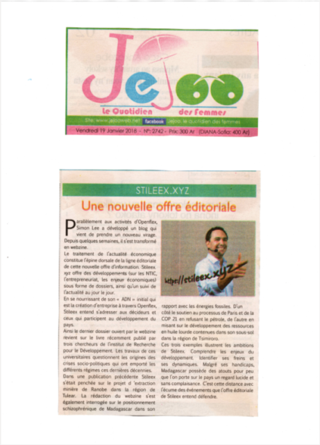 " Une nouvelle offre éditoriale " - Titre sur Jejoo du 19 janvier 2018
