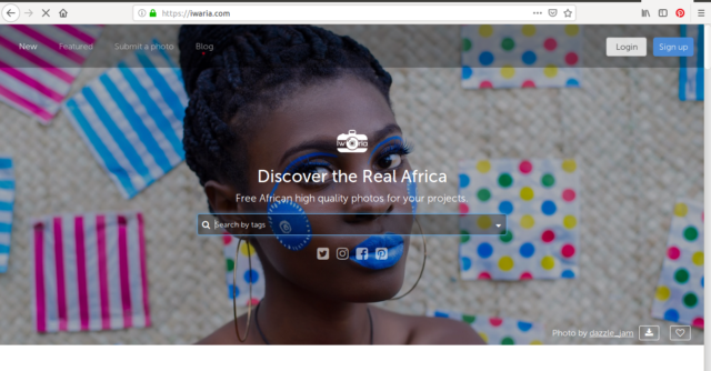 La page d'accueil de Iwaria qui nous invite à découvrir la « Real Africa » :)