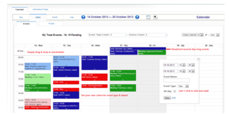Vista de calendario del software CRM Vtiger