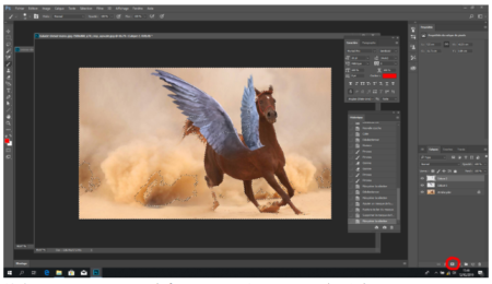 The "add a layer mask" icon, circled in red, bottom right