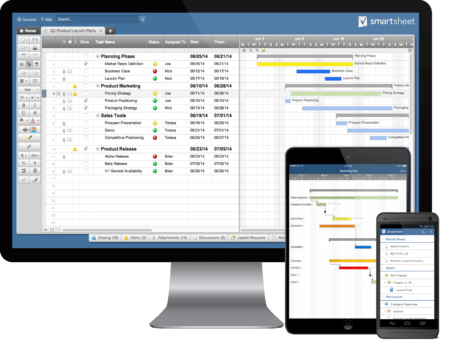 Smartsheet is available on mobile and in Cloud in Saas mode