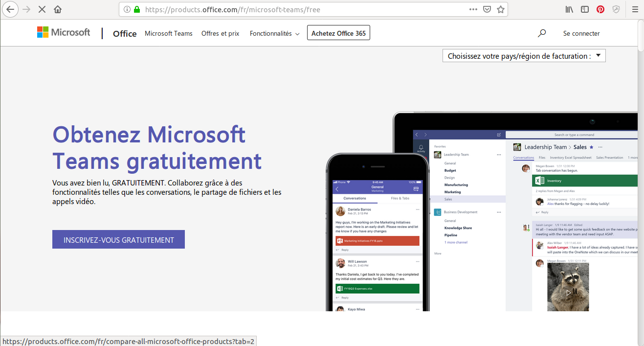 Microsoft Teams est uniquement disponible sur Office 365