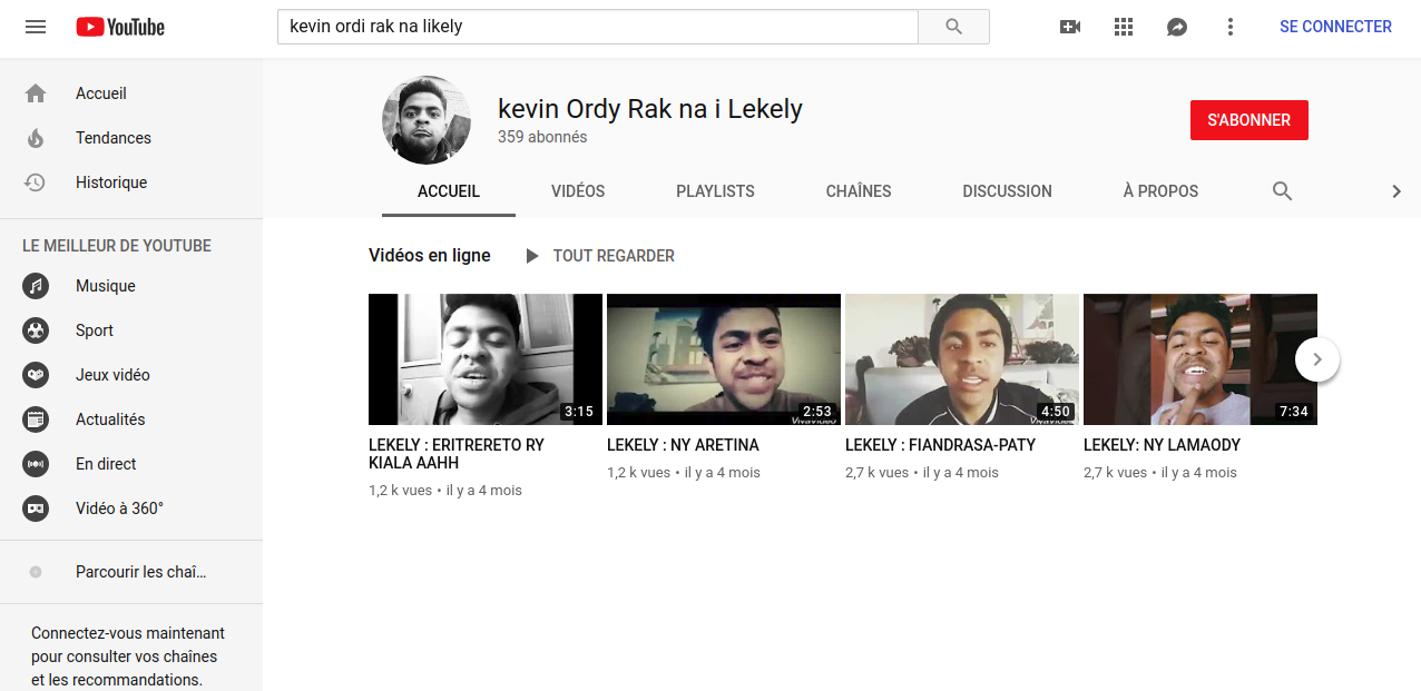 Voici sa chaîne Youtube, mais je crois que sur sa page Facebook il a encore plus de vidéos