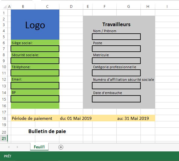 Modèle Bulletin de salaire Excel gratuit 👍 Fiche de paie en ligne