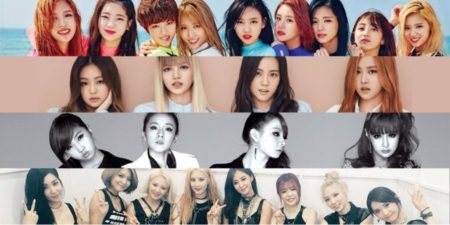 De arriba a abajo: Dos veces, Blackpink, 2NE1 y SNSD