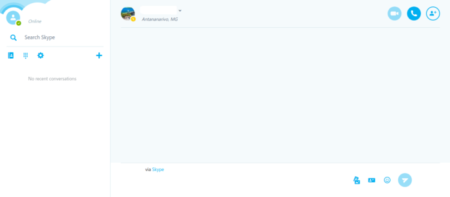 El aspecto de la interfaz en línea de Skype es el siguiente
