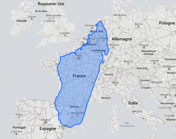 La taille de Madagascar, la plus grande île de l'Océan Indien