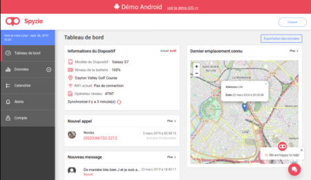 Une démonstration d’un traçage de téléphone sur Spyzie, un des logiciels espions