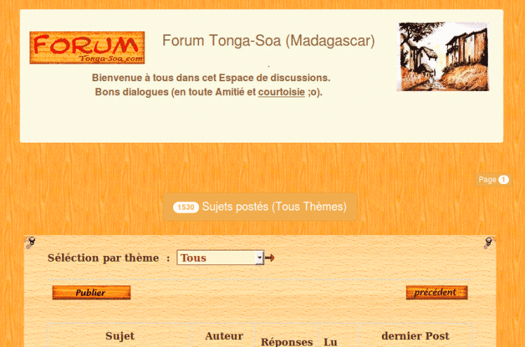 Forum de discussion sur Tonga Soa
