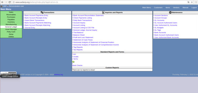 Snímek obrazovky WebERP