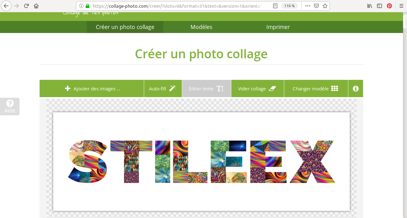 ¡Un montaje del nombre de Stileex hecho con varias imágenes en Photo Collage!