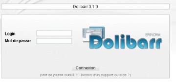 Esto es lo que debería aparecer en su pantalla después de lanzar su aplicación Dolibarr