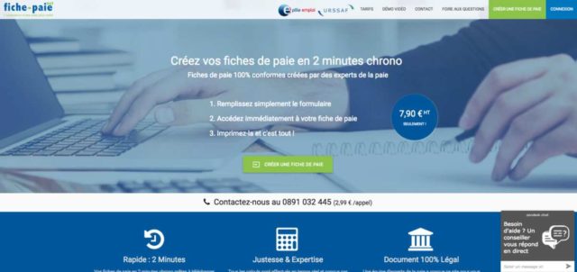 Mzdová online softwarová webová stránka Fiche-paie.net