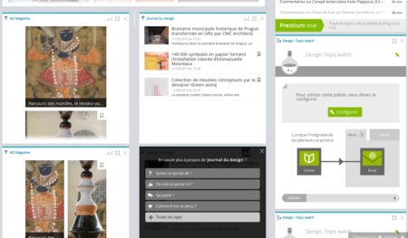 Test motivu designu na Netvibes, jednom ze softwaru pro auto-podnikatele pro monitorování médií a aplikací, které si na něm můžete objednat