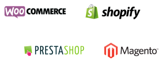 Factomos je kompatibilní s Woocommerce, Shopify, Prestashop a Magento