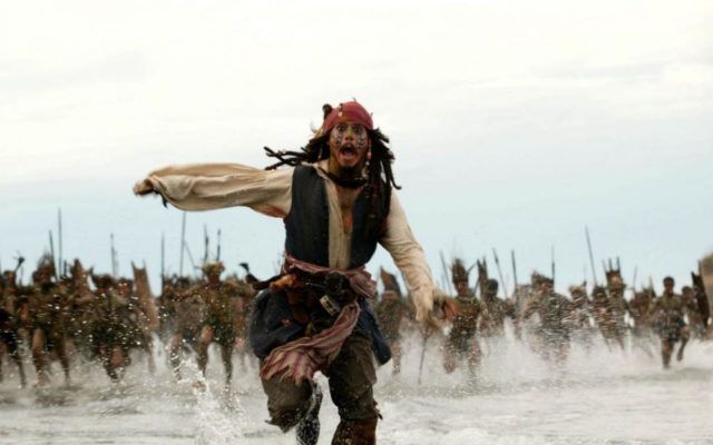 This scene from the Pirates of the Caribbean illustrates perfectly how you run to face the jostling :)